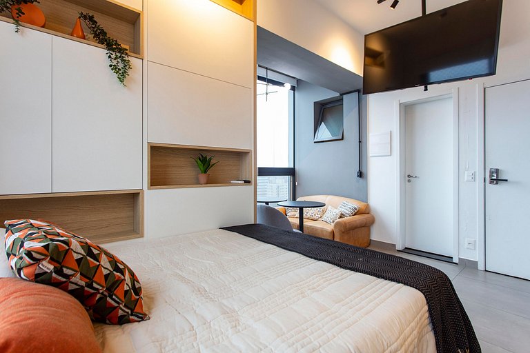 Wehome - Lindo studio com lazer completo e cowork