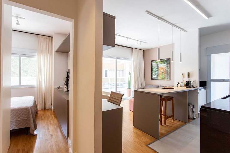 Wehome - Lindo studio, varanda Garden, nos Jardins