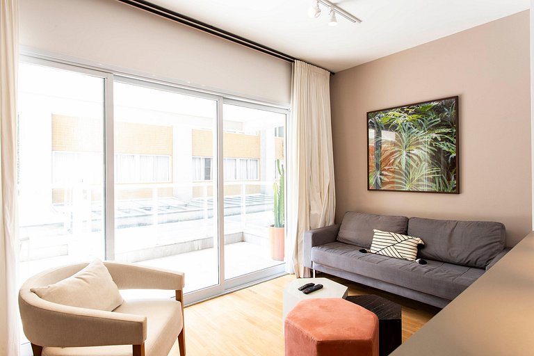 Wehome - Lindo studio, varanda Garden, nos Jardins