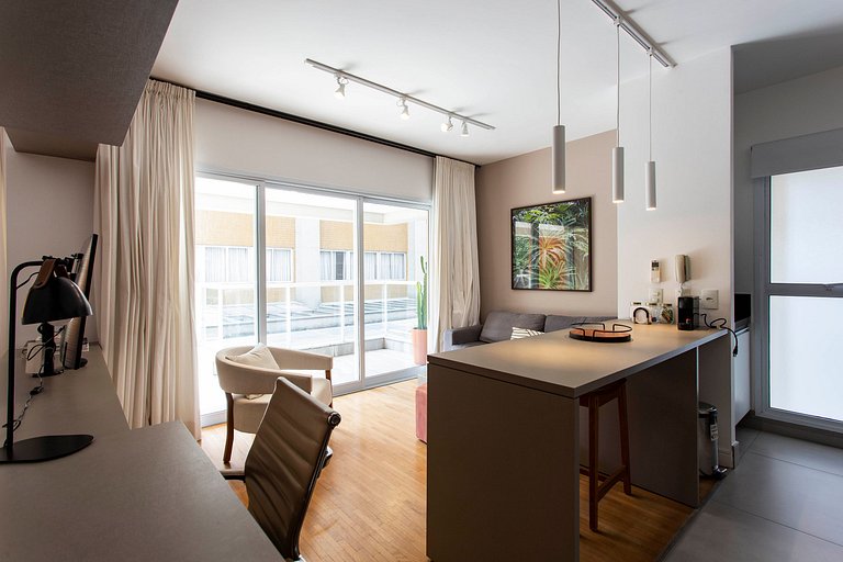 Wehome - Lindo studio, varanda Garden, nos Jardins