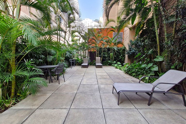 Wehome - Lindo studio, varanda Garden, nos Jardins